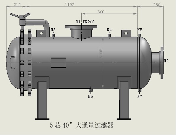 大流量過濾器臥式結(jié)構圖
